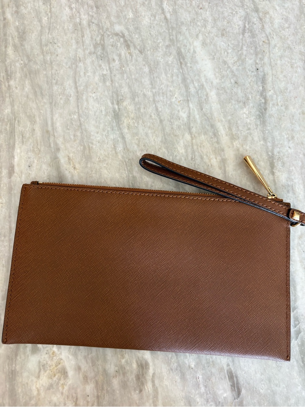 Michael Kors Brown Saffiano Leather Clutch with Gold Hardware - Picture 3 of 6